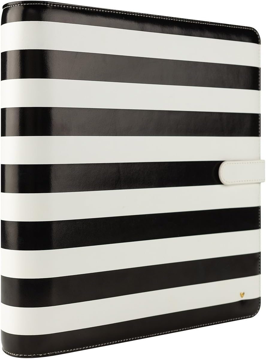 FranklinCovey - Miranda Ring-Bound Binder for FranklinCovey Planners | Simulated Leather - Snap Binder (Monarch, Striped)