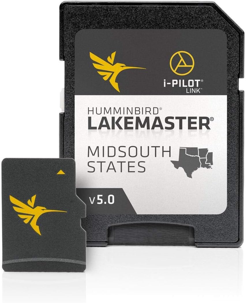 Humminbird LakeMaster Mid-South States Edition Digital GPS Lake Maps, Micro SD Card, Version 5, Black