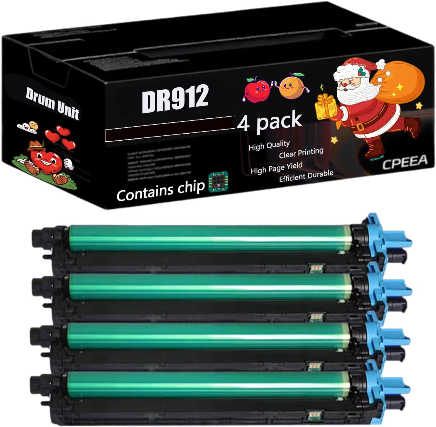 Compatible for Konica Minolta DR912 Drum Unit Work for Konica Minolta bizhub 808 958 Printers, with Chip, High Yield 500000 Pages, Clear Printing (4 Pack Black)