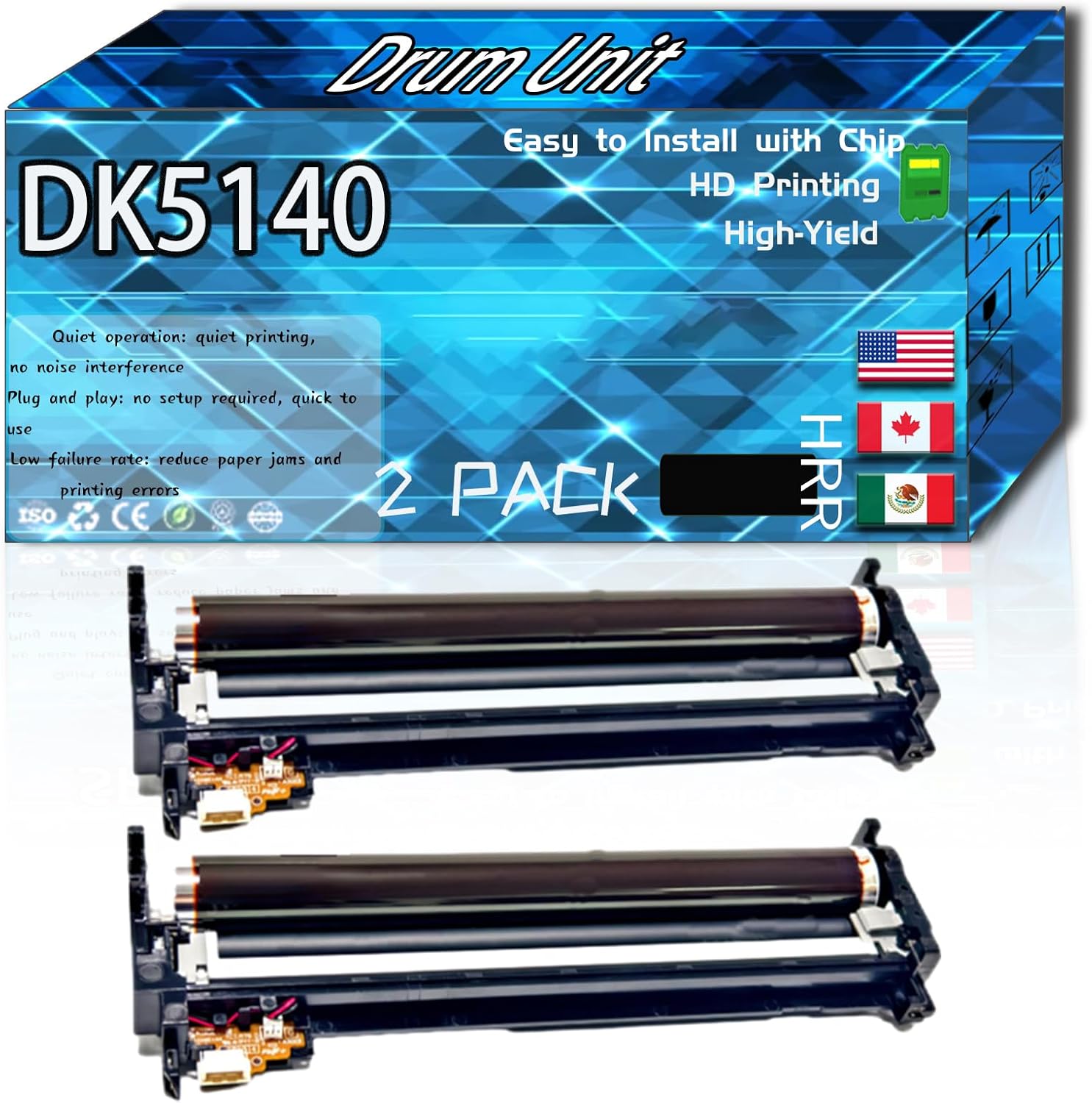 CEECN Compatible for Kyocera DK5140 Replacement Drum Unit Used with ECOSYS M6035cidn M6235cidn M6530cdn M6535cidn M6630cidn Printers, High Production Multiple Options (2-Pack Black)