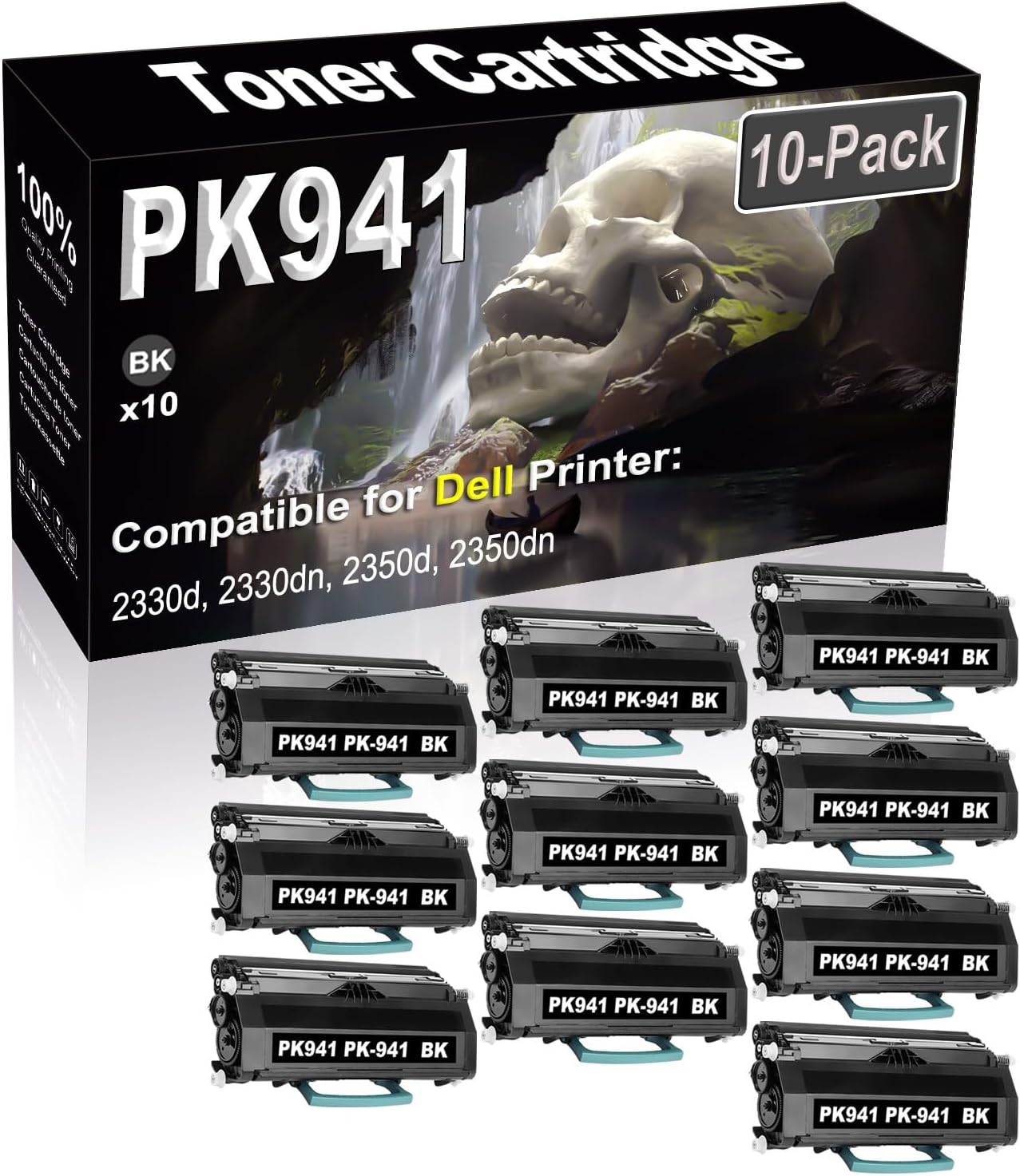 10-Pack (Black) Compatible 2330d 2330dn 2350d 2350dn Laser Printer Cartridge (High Capacity) Replacement for Dell PK941 PK-941 330-2650 330-2667 Printer Cartridge