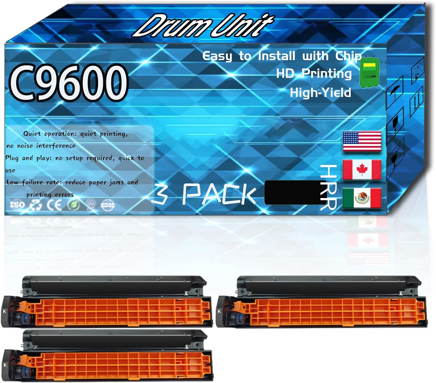 CEECN Compatible for Okidata OKI C9600 Replacement Drum Unit Used with C9800 C9850 C9650 C9655 C9600 Printers, High Production Multiple Options (3 Pack Black)