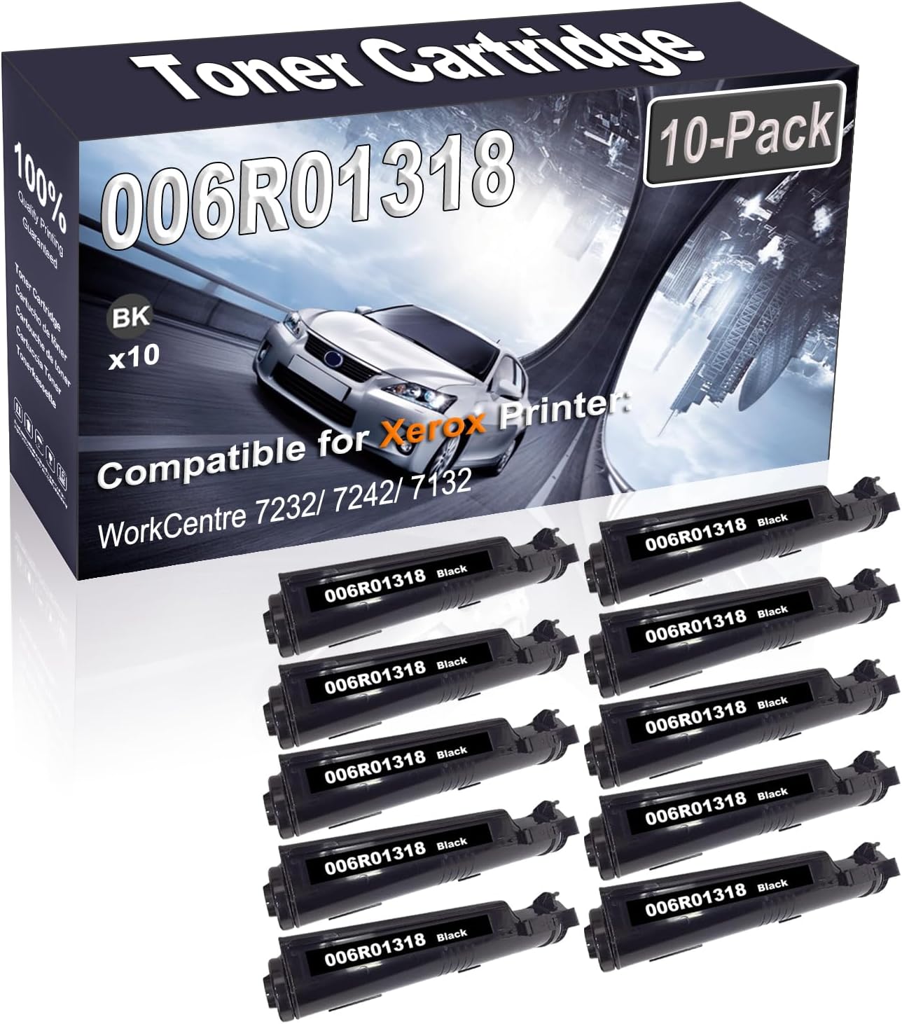 Kolasels 10-Pack (Black) Compatible WorkCentre 7232 7242 7132 Laser Printer Cartridge (High Capacity) Replacement for 006R01318 Printer Cartridge