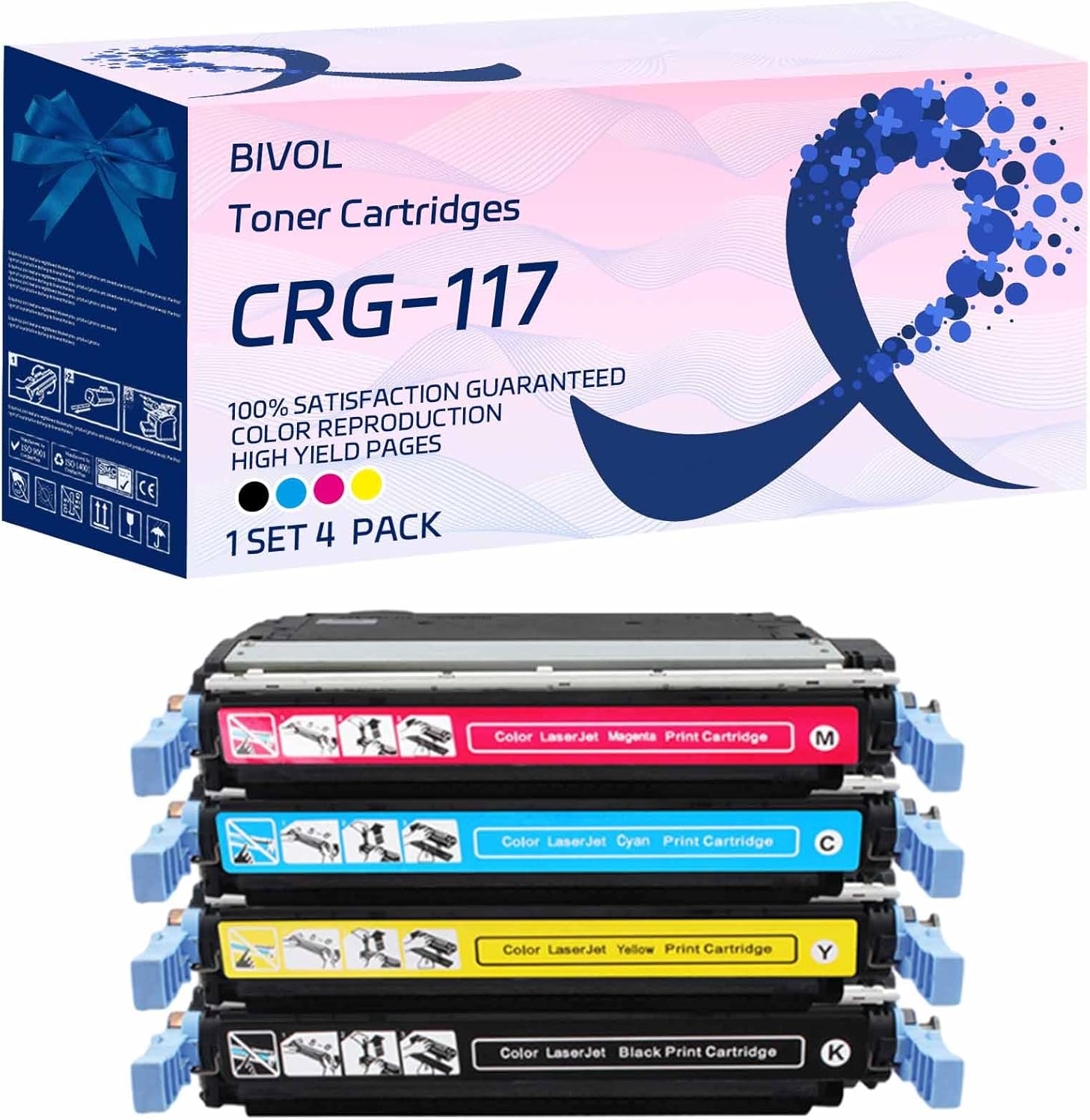 CRG-117 Toner Cartridges Compatible for Canon Color imageCLASS MF8450c Printers, High Yield 7000 Pages (1 Set 4 Pack)