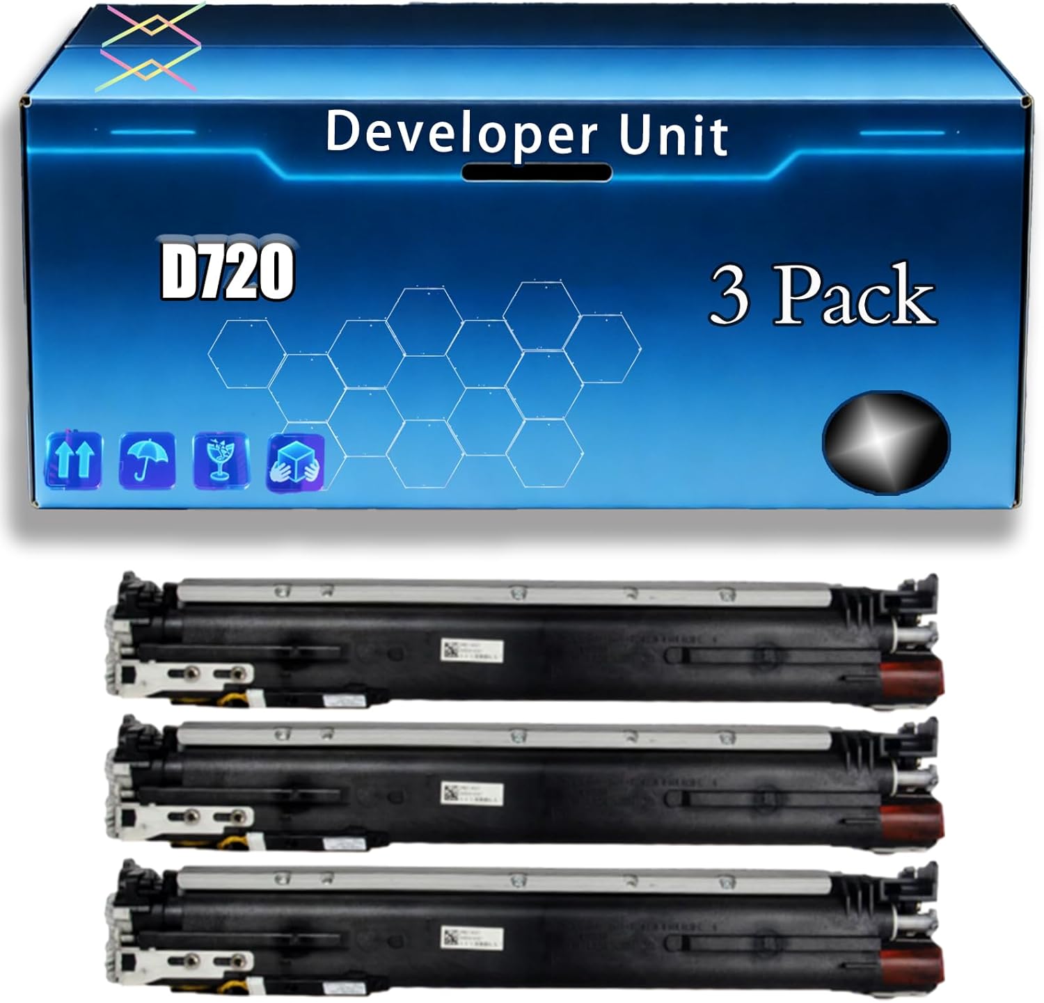 D720 Developer Unit Compatible for Sindoh D420 D421 D422 D720 D721 D722 CM5101 Printers, with Chip, Bright Colors Clear Printing (3 Pack Black)
