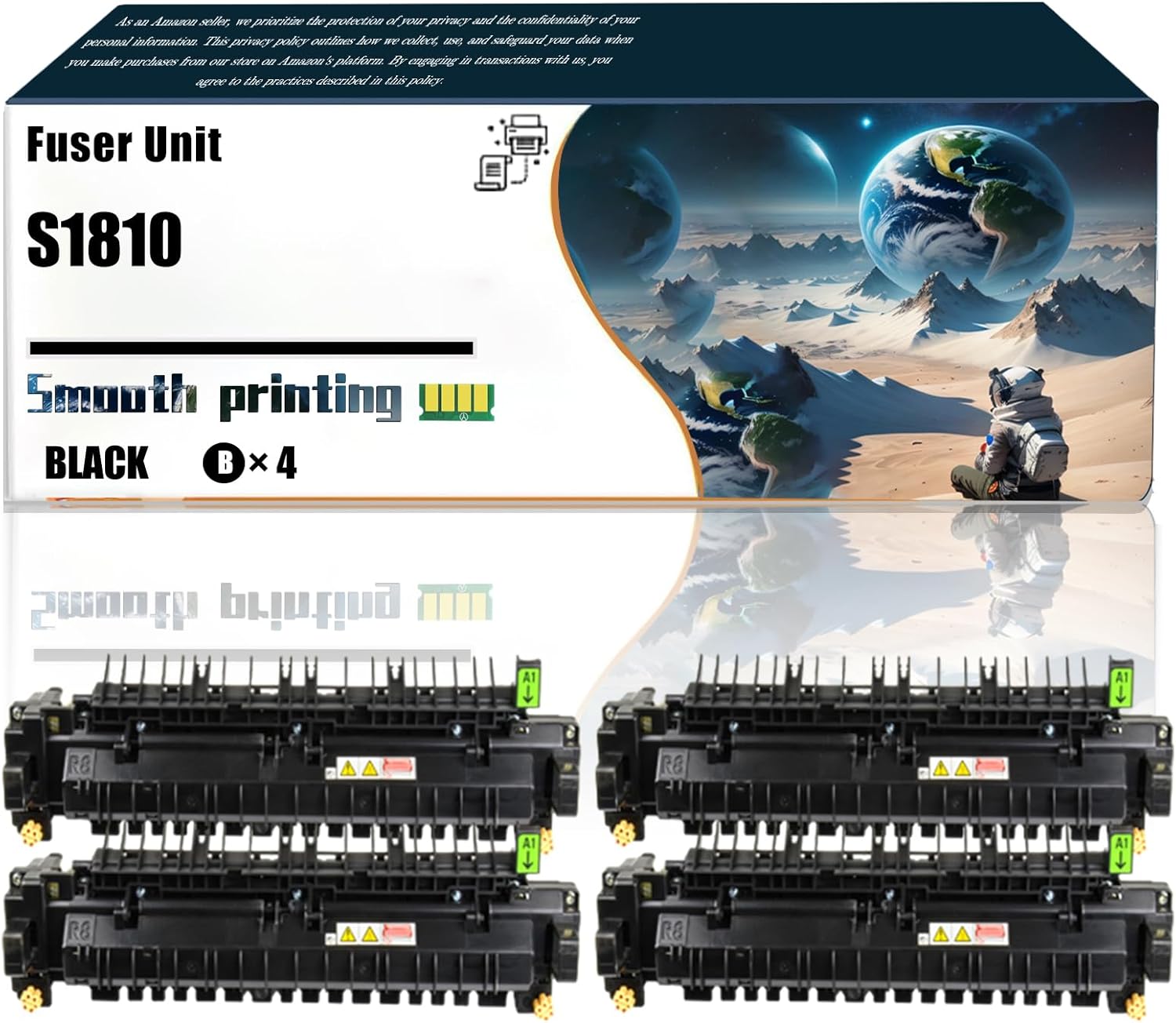 Replacement Parts Fuser Unit S1810 Compatible with Xerox DocuCentreS1810 S2010 S2220 S2420 1810 2010 2220 2420 WC 5019 5021 Printers, Contains Chip and Clear Printing (4 Pack Black)