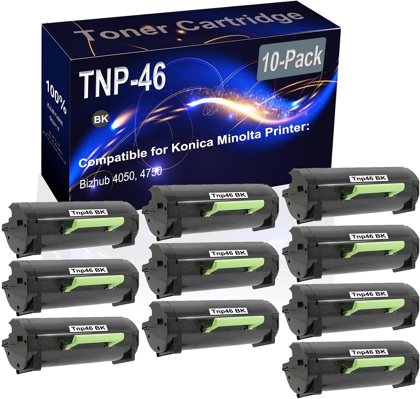 10-Pack (Black) Compatible High Yield TNP46 TNP-46 (A6VK01W) Printer Cartridge use for Konica Minolta Bizhub 4050 4750 Printer