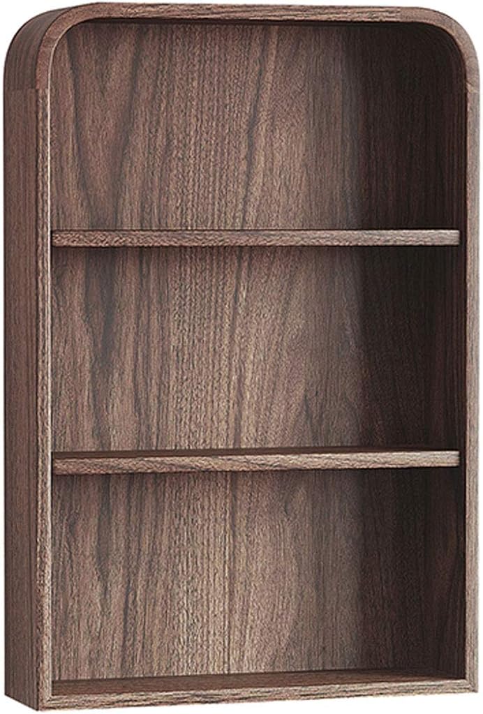 HIHELO Book Case 3-Layer Wall Floating Bookshelf Heavy-Duty Desktop Organizer for Bedroom and Living Room Storage Racks Display Stand （Brown） Bookshelves