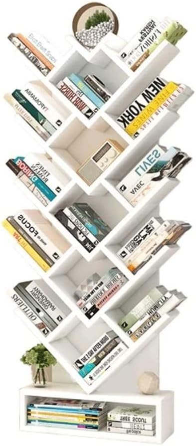 REIFOR Book Shelf Bookshelf Bookcase Simple Bookshelf Racks Simple Modern Living Room Storage Rack Bedroom Bookshelves Floor Students Bookcase Bookshelves Bedroom (Color : White)