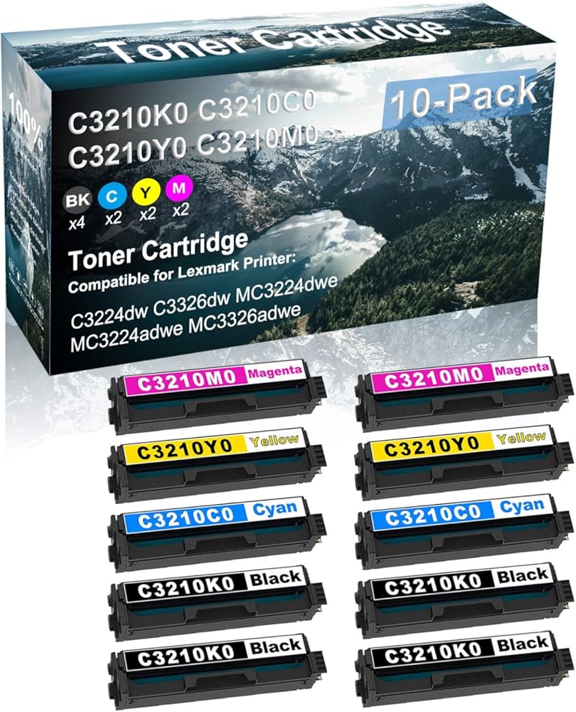 Credibility Store 10 Pack (BK+C+Y+M) Compatible C3210K0 C3210C0 C3210Y0 C3210M0 Printer Cartridge use for C3224dw C3326dw MC3224dwe MC3224adwe MC3326adwe Printer (High Capacity)