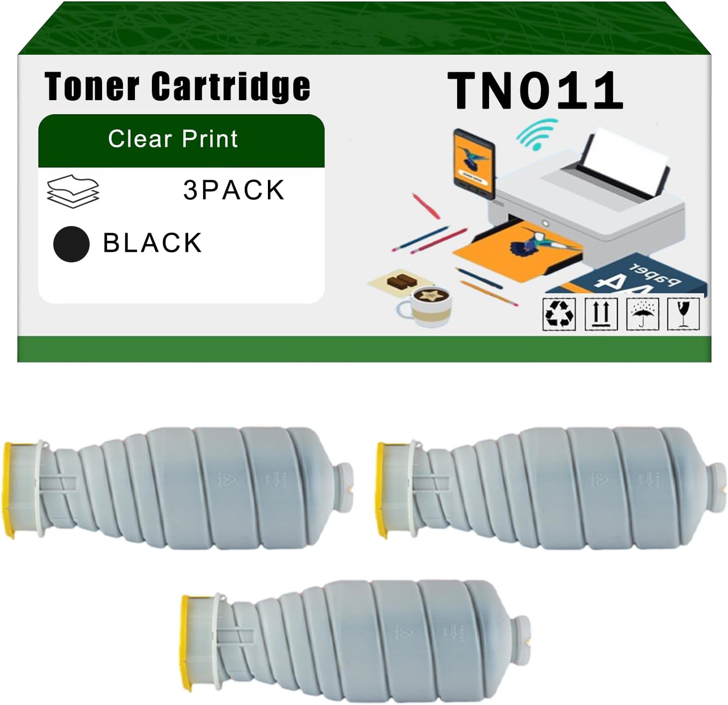 AGNNQ Compatible for Konica Minolta TN011 Toner Cartridge bizhub Pro 1051 1200 1200P Printers, High Yield 219000 Pages Bright Clear Colors (3 Pack Black)