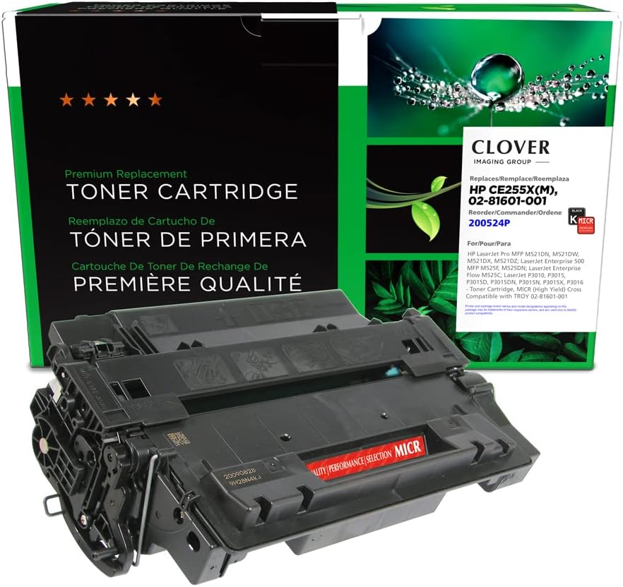 Clover Remanufactured MICR Toner Cartridge Replacement for HP CE255X, Troy 02-81601-001 | Black | High Yield