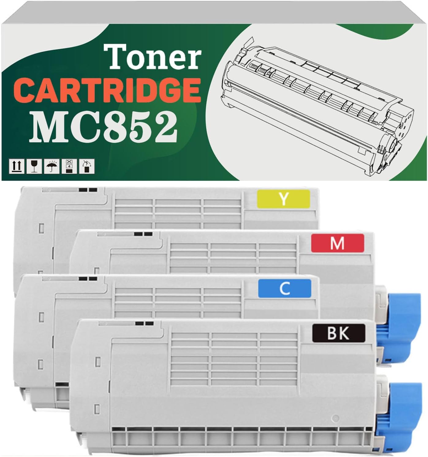 VGFSAQ ​​​​​​​​​​​​Compatible 44643028 44643027 44643026 44643025 High-Capacity Toner Cartridge, Works for ​​​​OKI MC852cdxn MC852dn Printers 4color