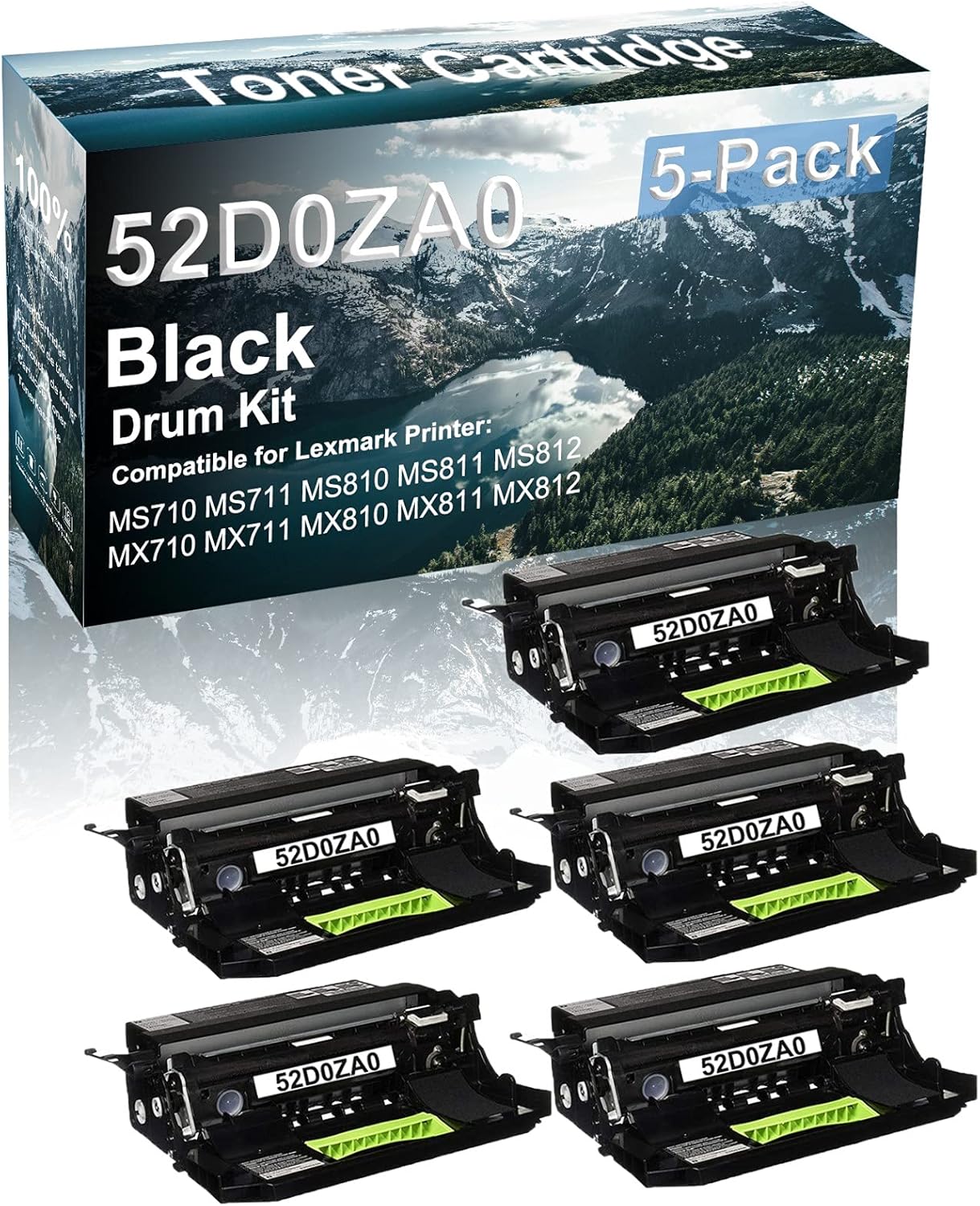 Credibility Store 5-Pack Compatible 52D0ZA0 Drum Kit use for MS710 MS711 MS810 MS811 Printer (Black)