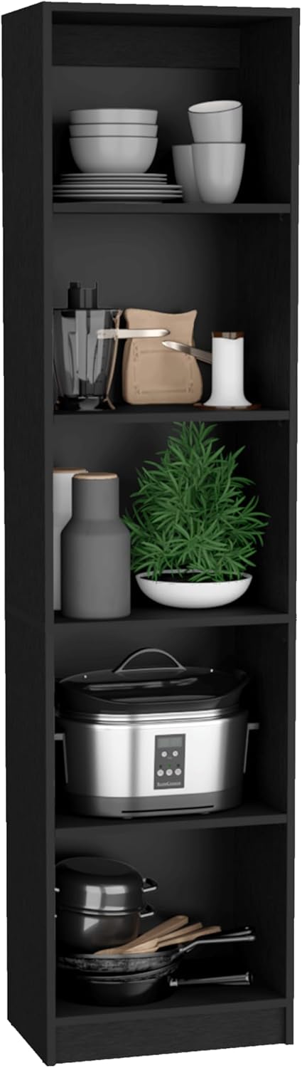 Benicabaly Black Slim 2 Piece Living Room Set with Two Bookcases, Ample Storage for Books and Decor, Compact Design