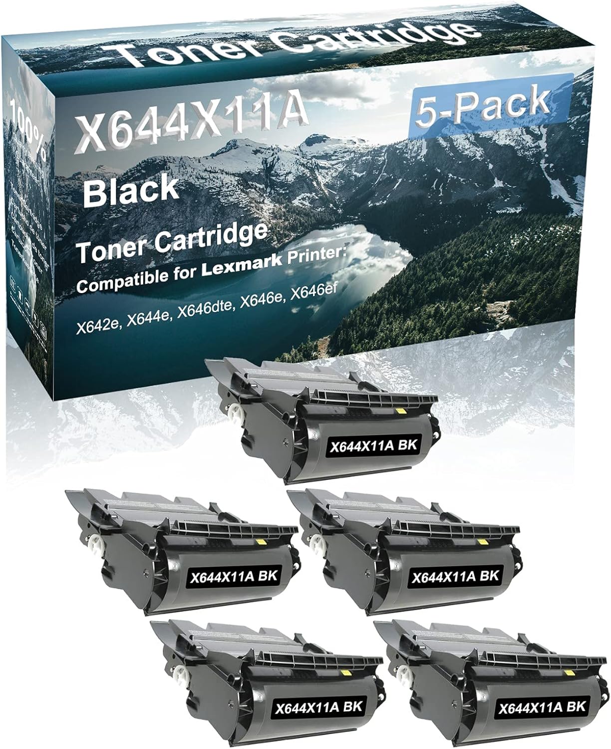 Credibility Store 5-Pack Compatible High Capacity X642e X644e X646dte X646e X646ef Printer Toner Cartridge Replacement for X644X11A | X644X21A Printer Cartridge (Black)