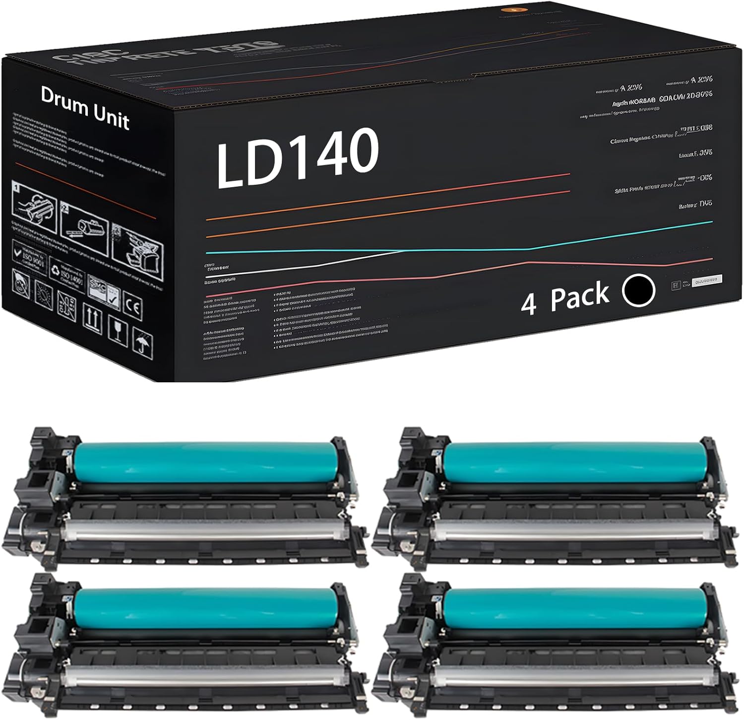 UVUMB Compatible with Lanier LD140 Drum Unit Work for Lanier LD140G LD140SP LD150G LD150SP LD335 LD345 LD345SP Printers, with Chip, High Yield 160000 Pages, High-Definition Printing (4 Pack Black)