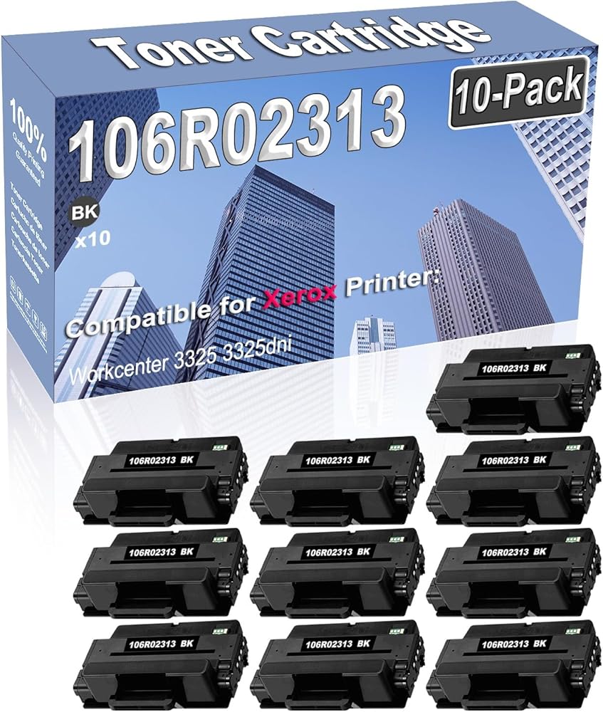 Credibility Store 10-Pack (Black) Compatible High Capacity 106R02313 Toner Cartridge Used for Workcenter 3325 3325dni Printer