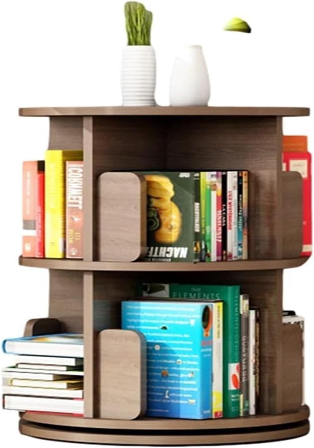 TiStm Bookshelf MIXMEY Vertical Bookshelf Bookshelf Revolving 360, Multifunctional Wooden Rotating Bookcase Freestanding Children Corner Shelf Storage Rack (Color : Wood, Size : 46 * 131cm)