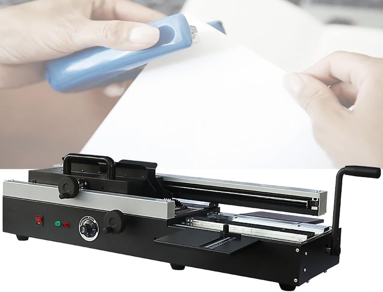 GYQSSD 1200W Wireless Glue Book Binding Machine, A4 Manual Hot Glue Book Binder with Milling Spine Rougher Binding Machine for Paper Books Albums Notebook