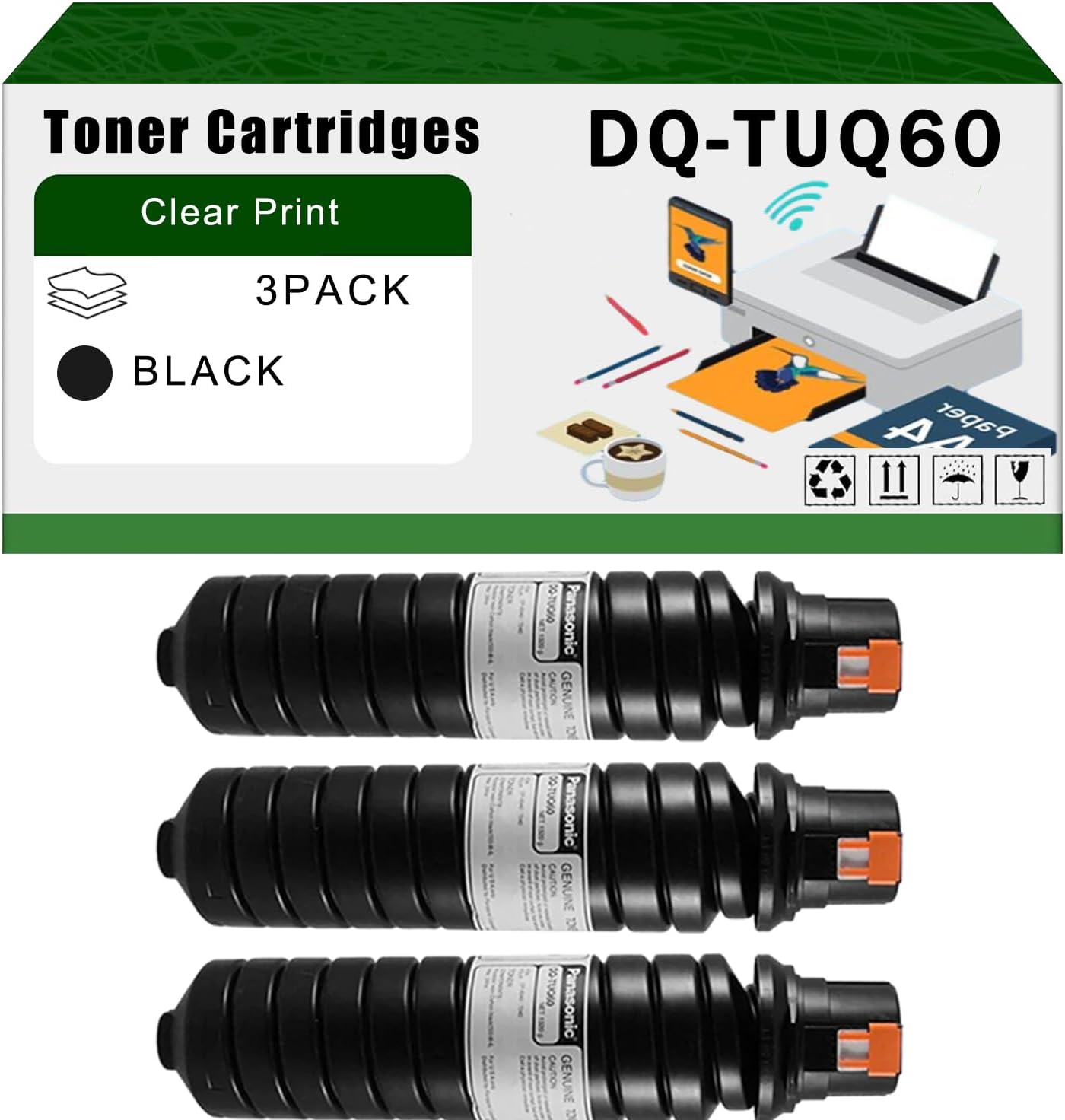 AGNNQ Compatible for Panasonic DQ-TUQ60 Toner Cartridges Workio DP8540 DP7240 Printers, High Yield 70000 Pages Bright Clear Colors (3 Pack Black)