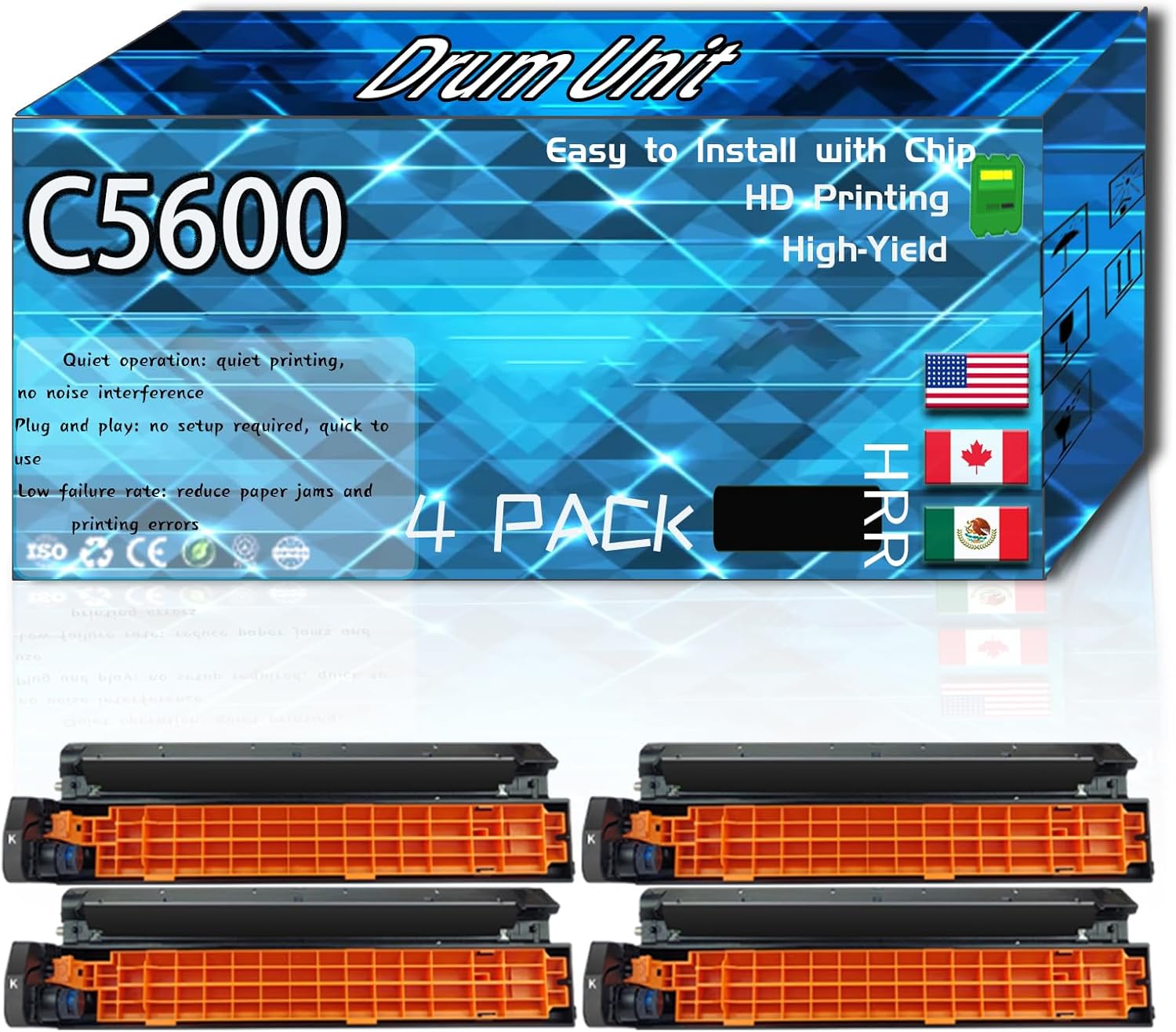 CEECN Compatible for Okidata OKI C5600 Replacement Drum Unit Used with C5750N C5650DN C5750DN C5500N C5800LDN Printers, High Production Multiple Options (4 Pack Black)