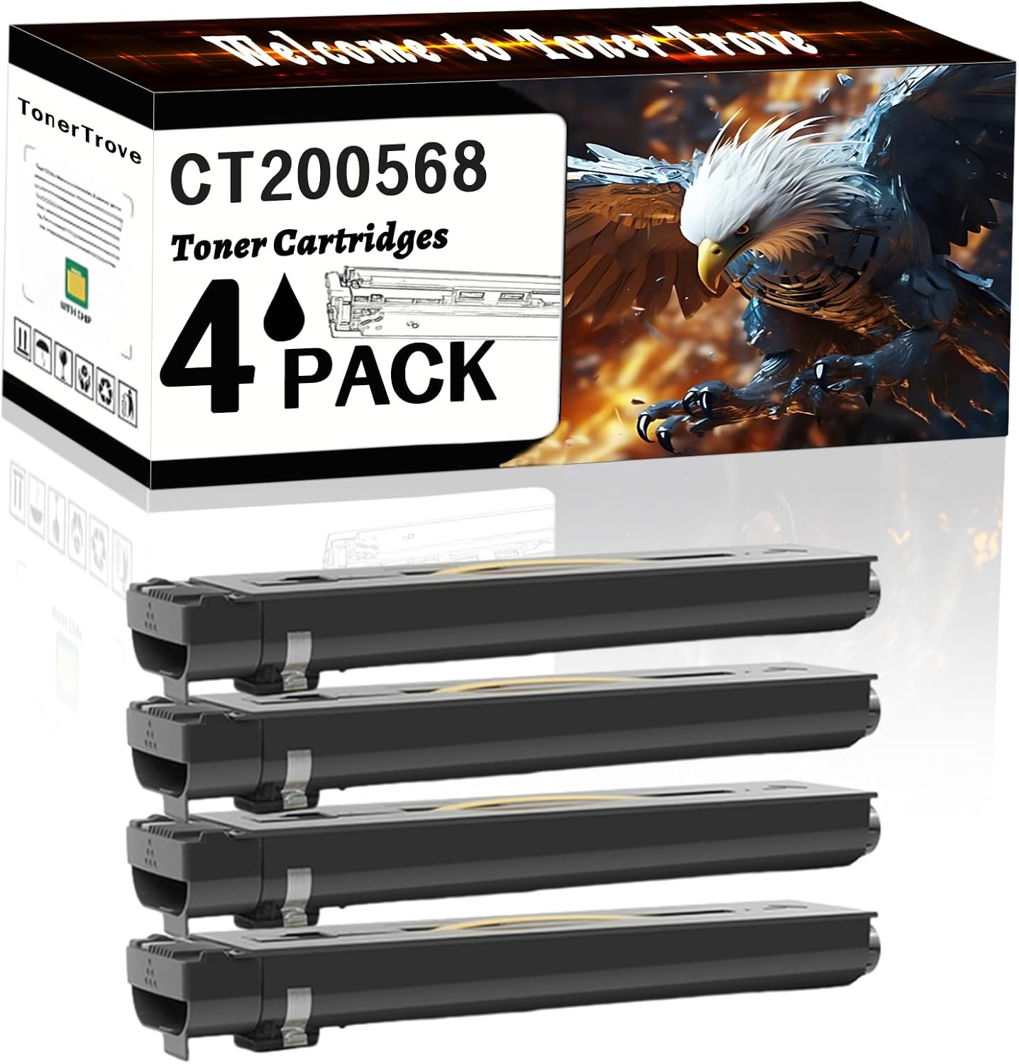 CT200568 Toner Cartridges Compatible for Xerox Document Centre C5065 C540i C6650i C5540 C6550 C7550i C7500 C6500 C5400 Printers, Office Printing is Easy Clear Smooth (4 Pack Black)