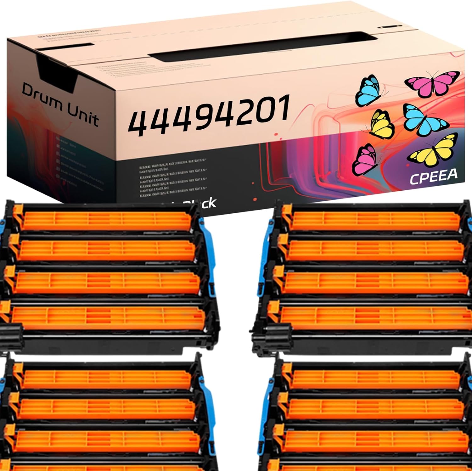 Compatible for Okidata OKI 44494201 Drum Unit Work for Okidata OKI MC362w MFP MC561 MC562w MFP C330DN Printers, with Chip, High Yield 30000 Pages, Clear Printing (4 Pack Black)