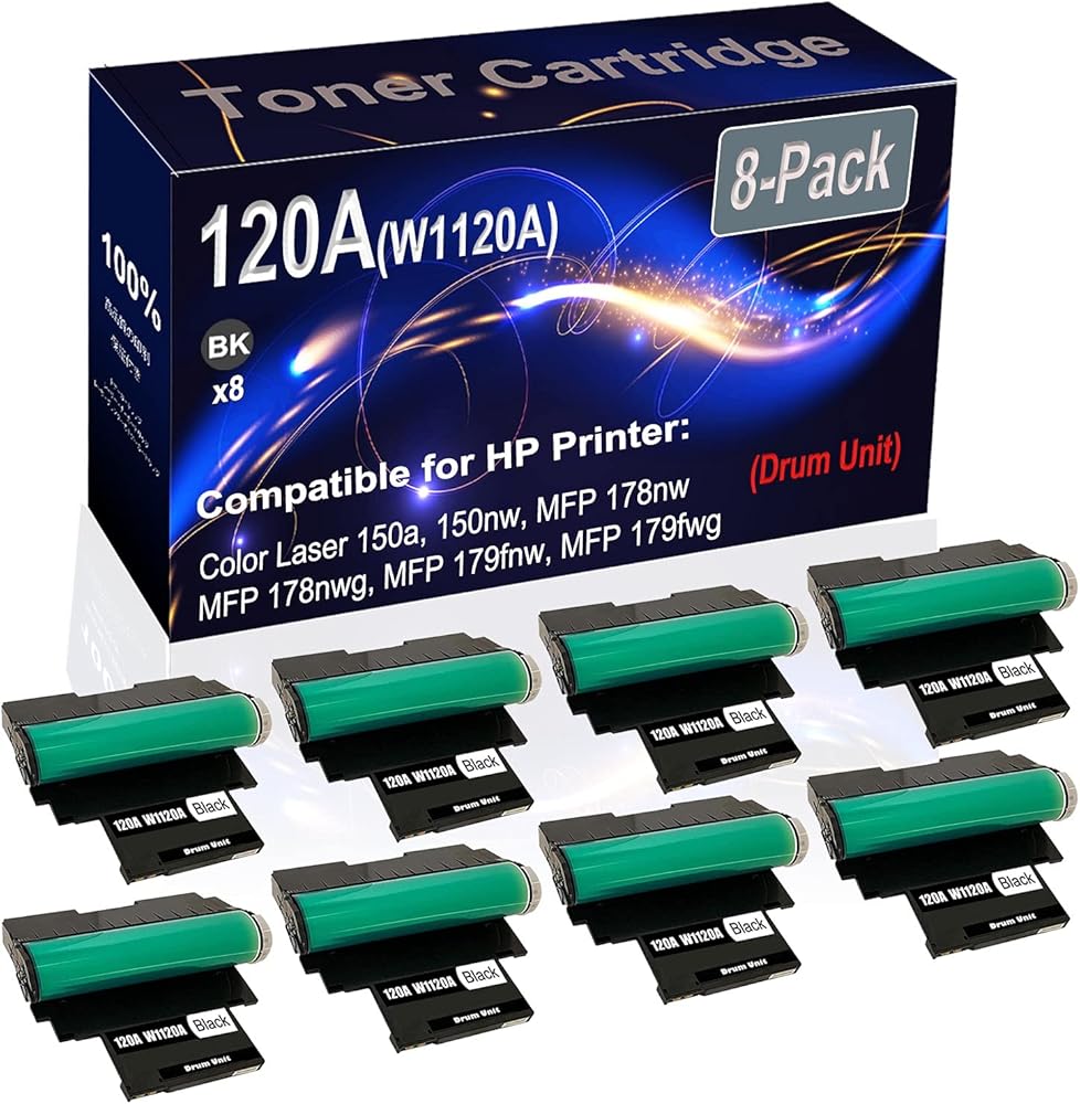8-Pack Compatible Color Laser 150a 150nw, MFP 178nw Printer Drum Unit Replacement for HP 120A W1120A Drum Unit (Black, High Capacity)