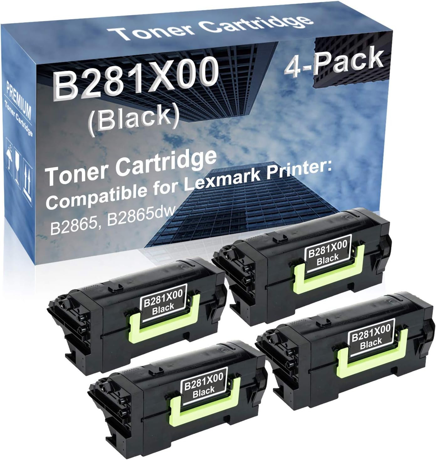 4-Pack Compatible High Yield B2865, B2865dw Laser Printer Toner Cartridge Replacement for B281X00 Printer Cartridge (Black)