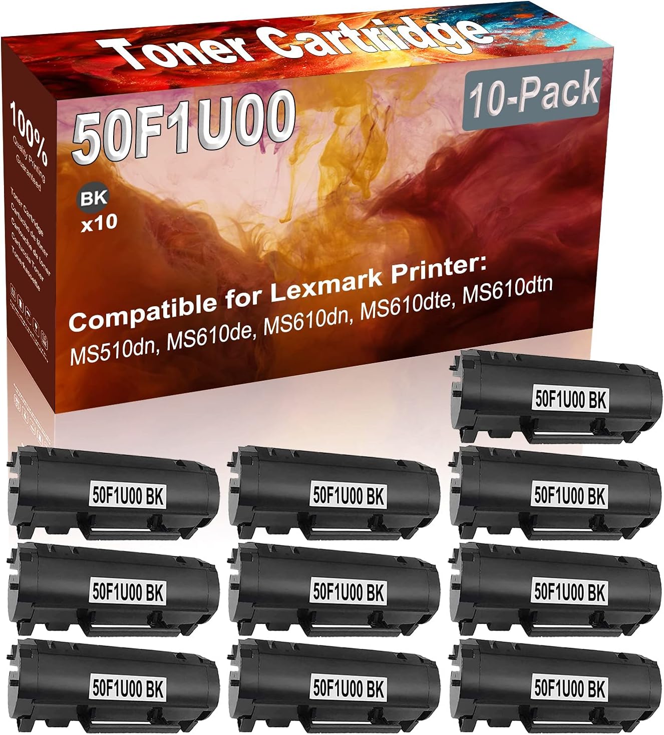 Credibility Store 10-Pack (Black) Compatible MS510dn MS610de MS610dn MS610dte MS610dtn Laser Printer Cartridge (High Capacity) Replacement for 50F0UA0 (500UA) Printer Cartridge