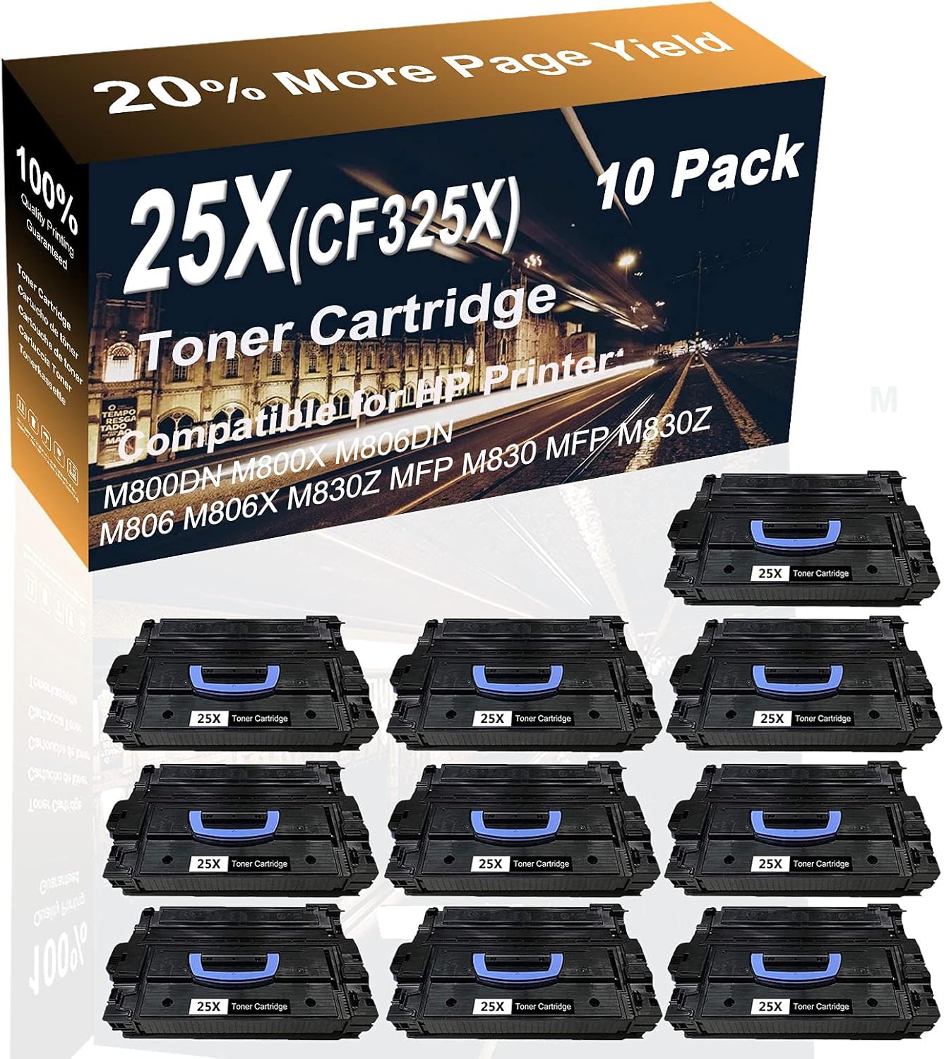 10-Pack (Black) Compatible High Capacity 25X (CF325X) Laser Printer Toner Cartridge use for HP M800DN M800X M806DN M806 M806X Printer