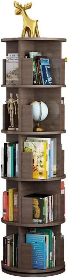 Bookcases Revolving Bookshelf,Multifunctional 360 Degree Rotating Floorstanding Corner Shelf Storage Rack with Open Design Shelving Unit (Color : Wood, Size : 39 * 163cm)