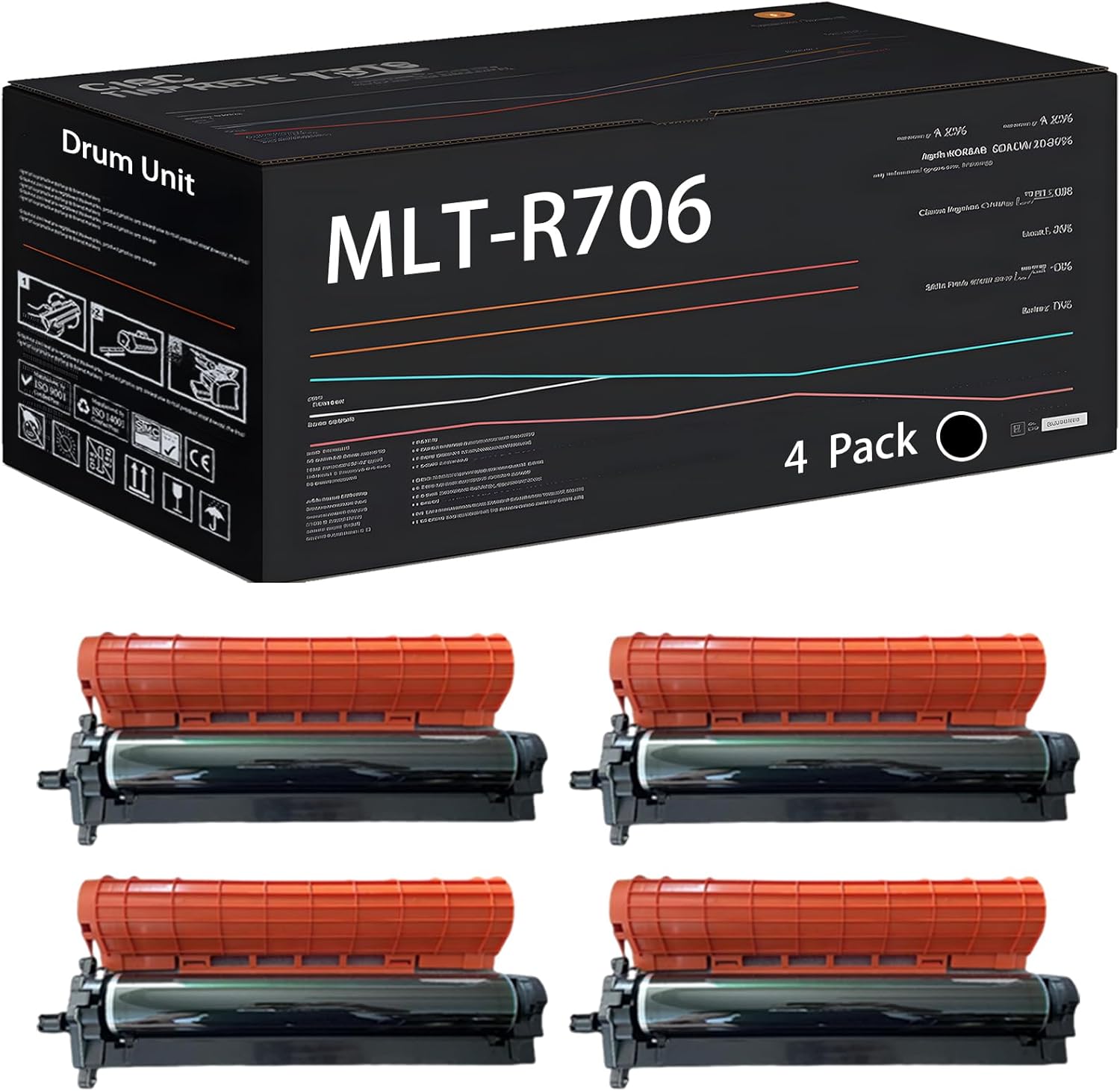 UVUMB Compatible with Samsung MLT-R706 Drum Unit Work for Samsung Multi Xpress K7600GX K7600LX Printers, with Chip, High Yield 550000 Pages, High-Definition Printing (4 Pack Black)