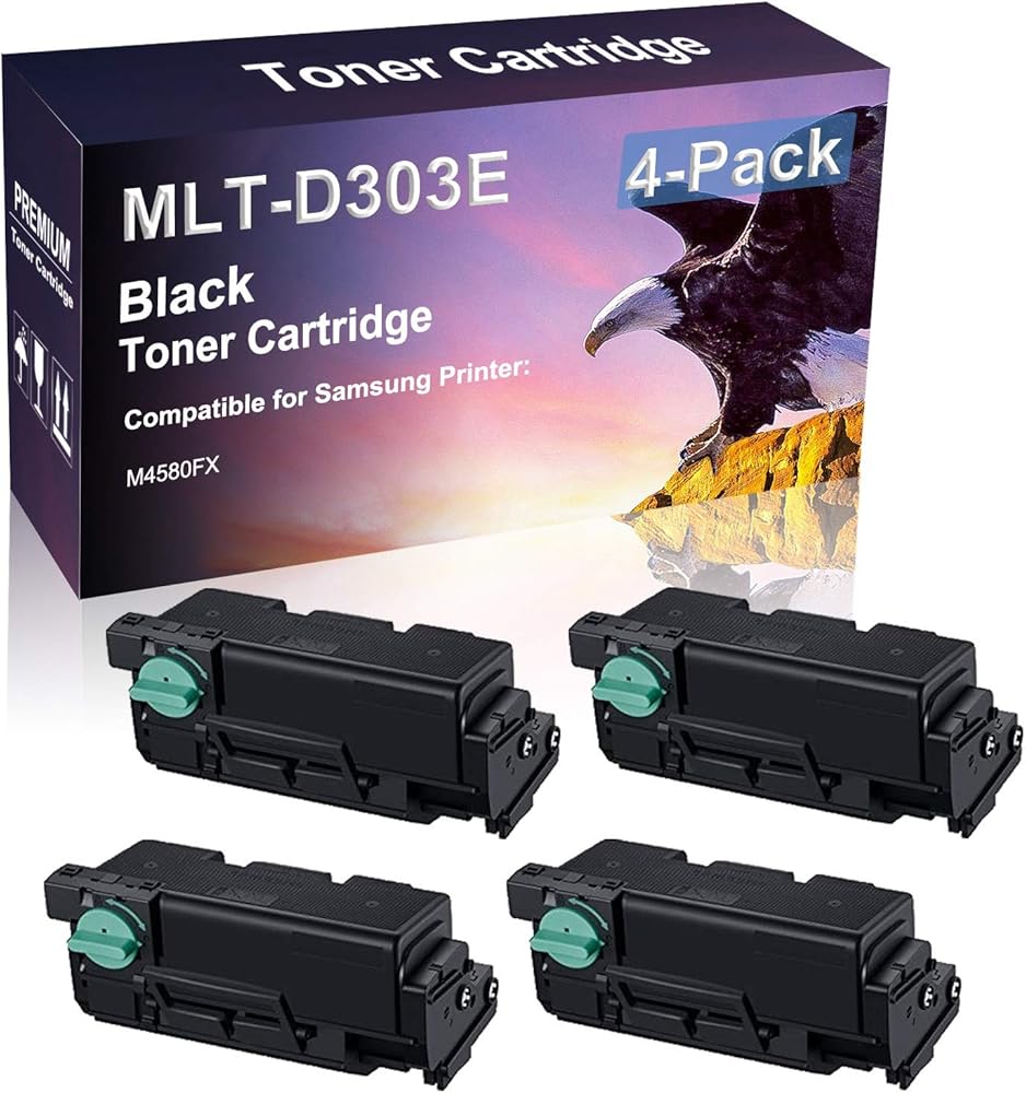 4 Pack (Black) Compatible High Capacity D303E MLT-D303E Laser Printer Toner Cartridge use for Samsung M4580FX Printer