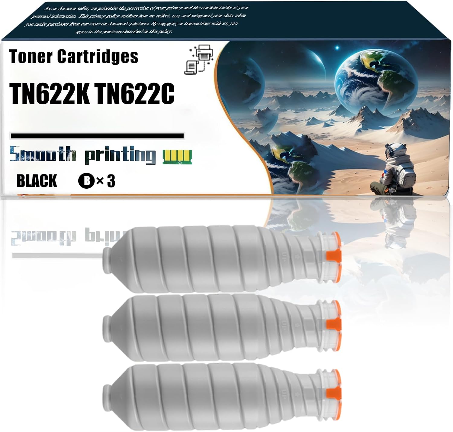 LSSF Replacement Parts Toner Cartridges TN622K TN622C TN622M TN622Y Compatible with Konica Minolta bizhub Press C1085 C1100 Printer, Contains Chip and Clear Printing (3 Pack Black)