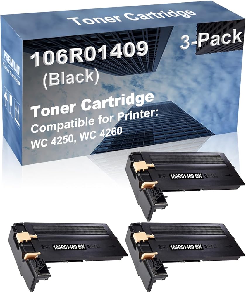 3-Pack Compatible High Yield WC 4250, WC 4260 Printer Cartridge Replacement for 106R01409 Toner Cartridge (Black)