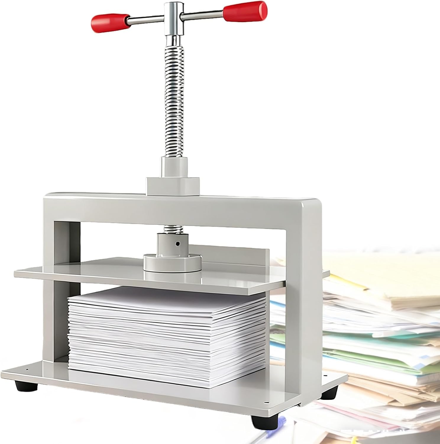 A4 Paper Press Machine, Book Press Bookbinding Notes Office Invoice Steel Flattening Machine 3300lbs Pressure