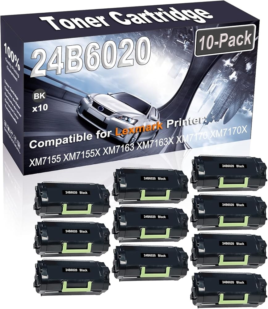 Kolasels 10-Pack (Black) Compatible 24B6020 Printer Toner Cartridge (High Capacity) fit for XM7155 XM7155X XM7163 XM7163X XM7170 XM7170X Printer