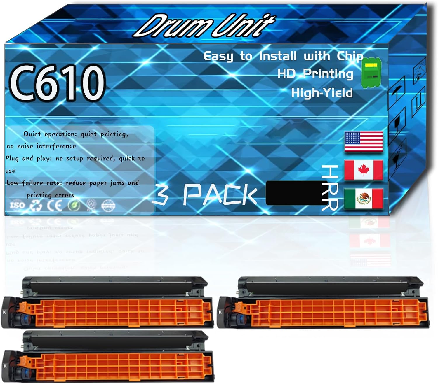 CEECN Compatible for Okidata OKI C610 Replacement Drum Unit Used with C610CDN C610DN C610DTN C610N Printers, High Production Multiple Options (3 Pack Black)