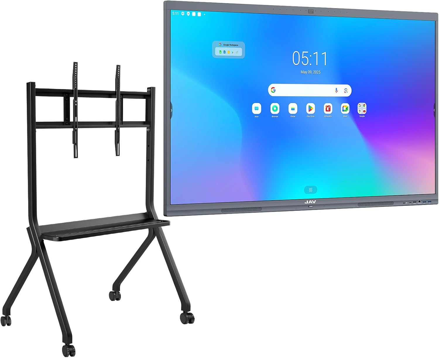 JAV 86 Inch Smart Board with Stand 4K UHD Interactive Whiteboard with EDLA Certification Built-in Android OS for Classroom Office Home Digital Display 8+128 GB for Hybrid Work