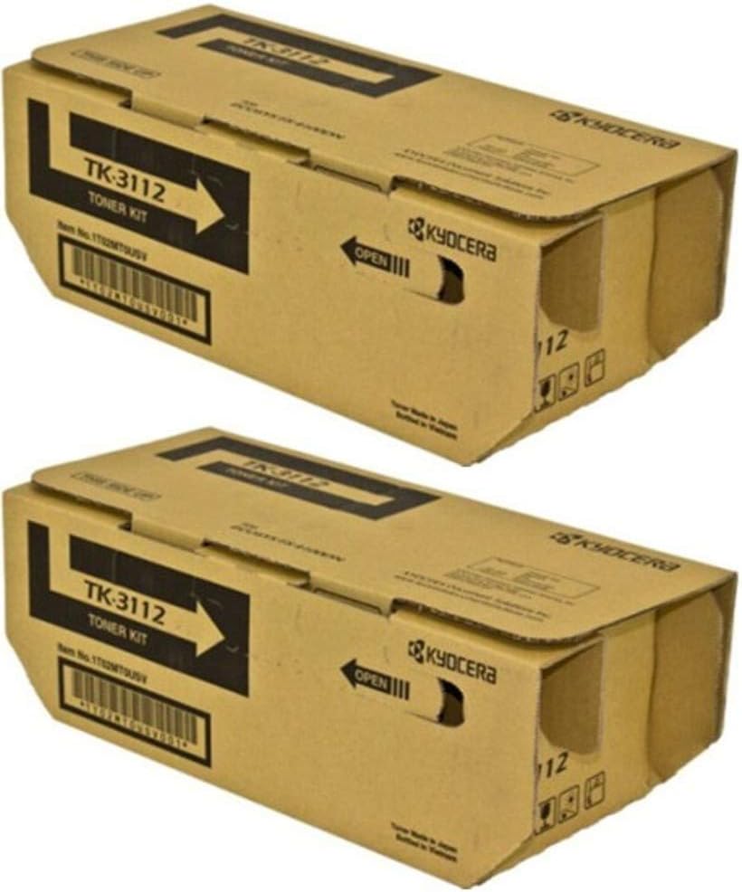 Kyocera 1T02MT0US0 Model TK-3112 Black Toner Cartridge (Pack of 2), Compatible with FS-4100DN Laser Printer, Includes Waste Toner Container