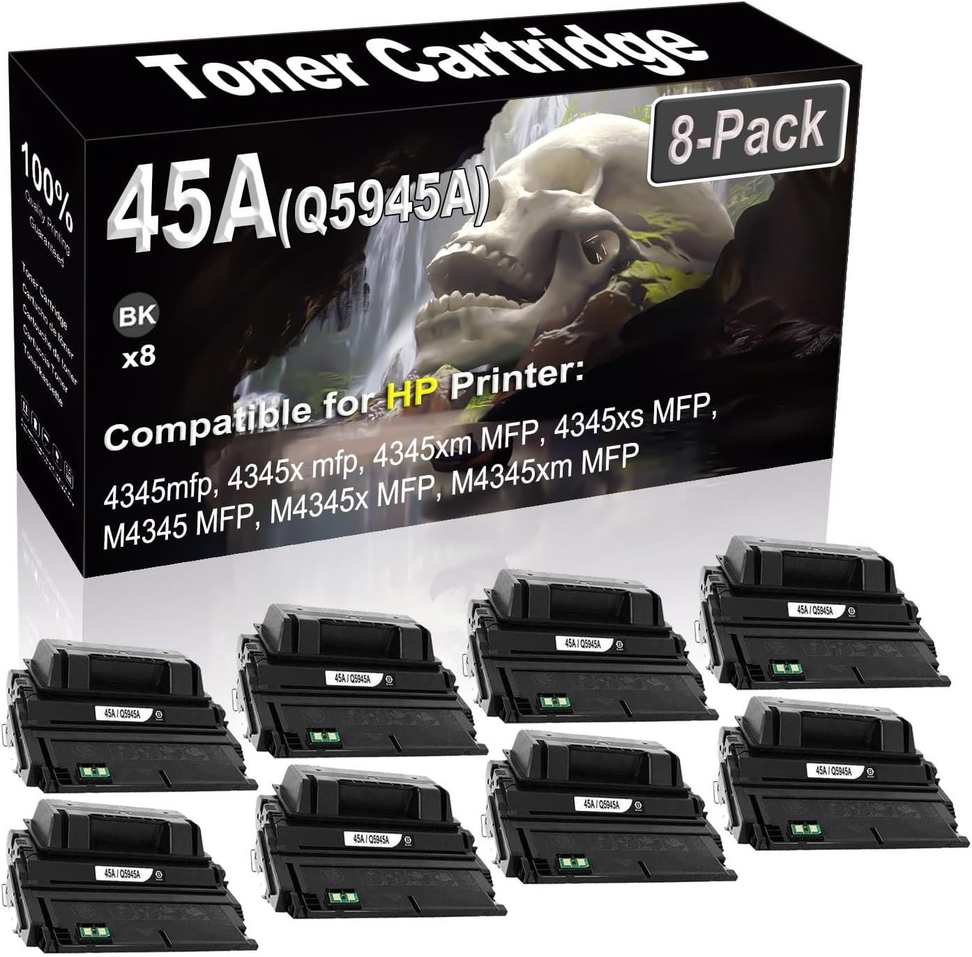 SINIYA 8-Pack (Black) Compatible High Yield 45A Q5945A Laser Printer Toner Cartridge use for 4345mfp 4345x MFP 4345xm MFP 4345xs MFP Printer
