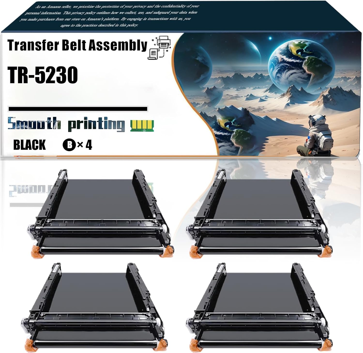 LSSF Replacement Parts Transfer Belt Assembly TR-5230 Compatible with Kyocera TR5230 ECOSYS M5521cdw M5526cdw MA2100cwfx P5021cdw P5026cdw Printers, Contains Chip and Clear Printing (4 Pack Black)