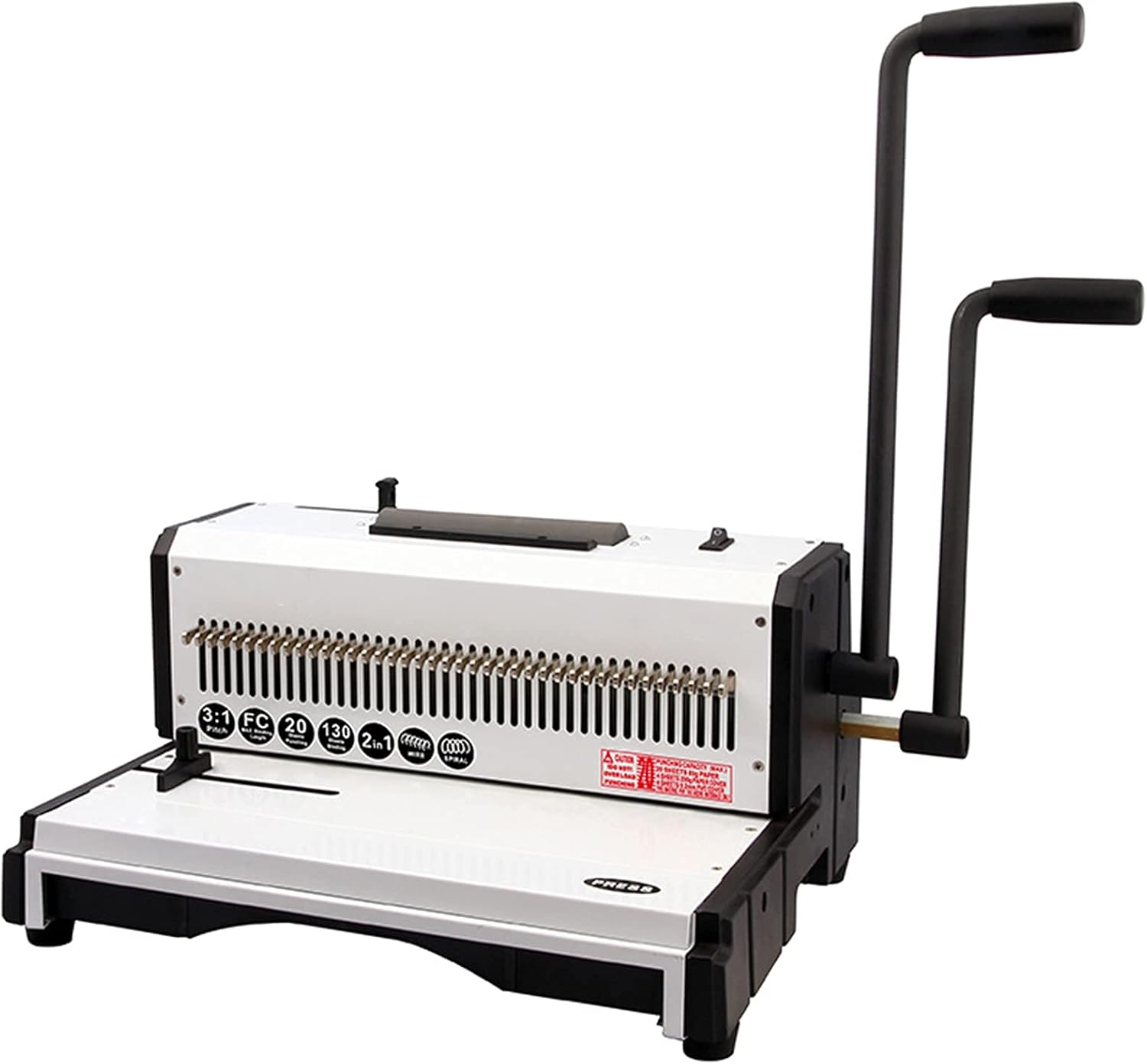 JIQHOHX Binding Machine, 3:1 Pitch Wire Binding Machine, Square Holes, Punching 20 Sheets/Binding 150 Sheets,Sturdy Metal Construction