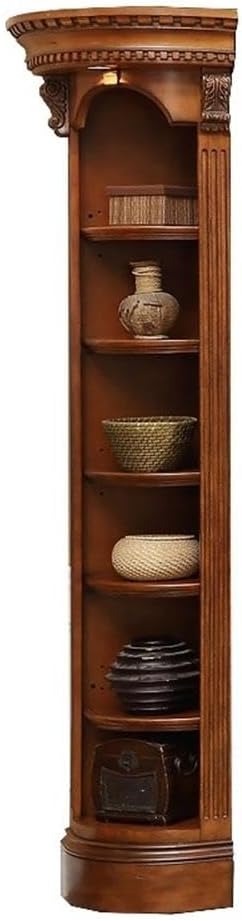 BOWERY HILL Traditional Wood Outside Corner Bookcase in Brown