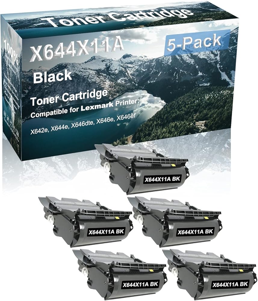 Credibility Store 5-Pack Compatible High Yield X642e X644e X646dte X646e X646ef Printer Cartridge Replacement for X644X11A | X644X21A Toner Cartridge (Black)