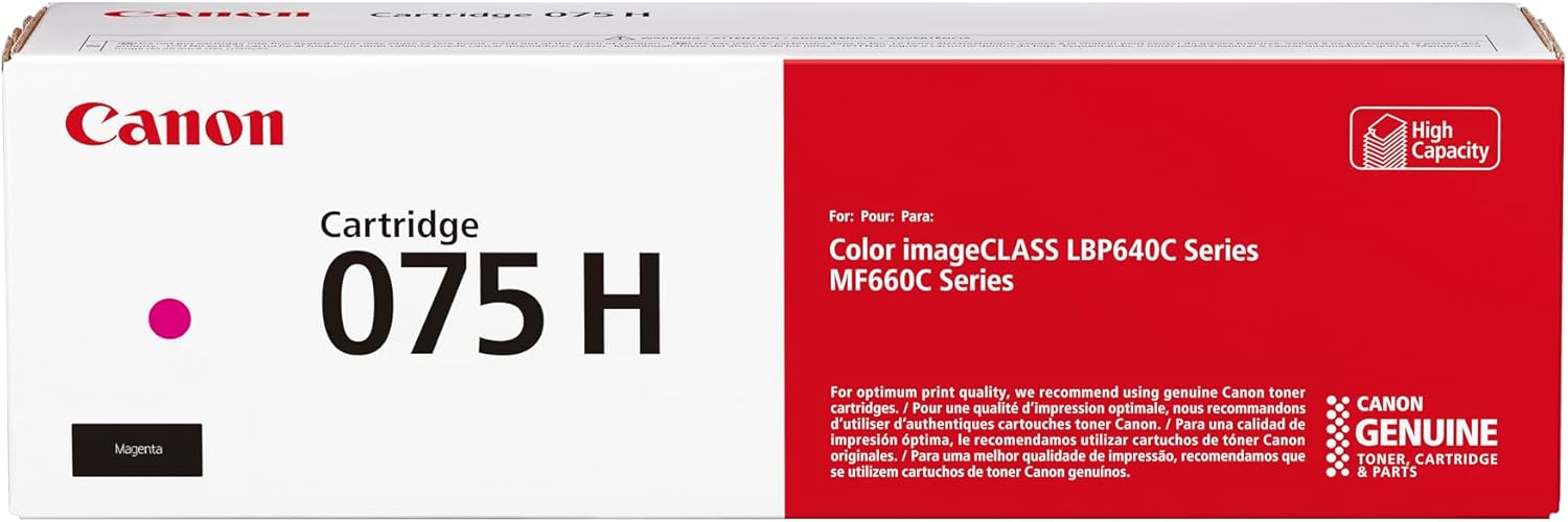 Canon Genuine 075 Magenta High Capacity Toner Cartridge Compatible with MF660 Series and LBP640 Series Laser Printers