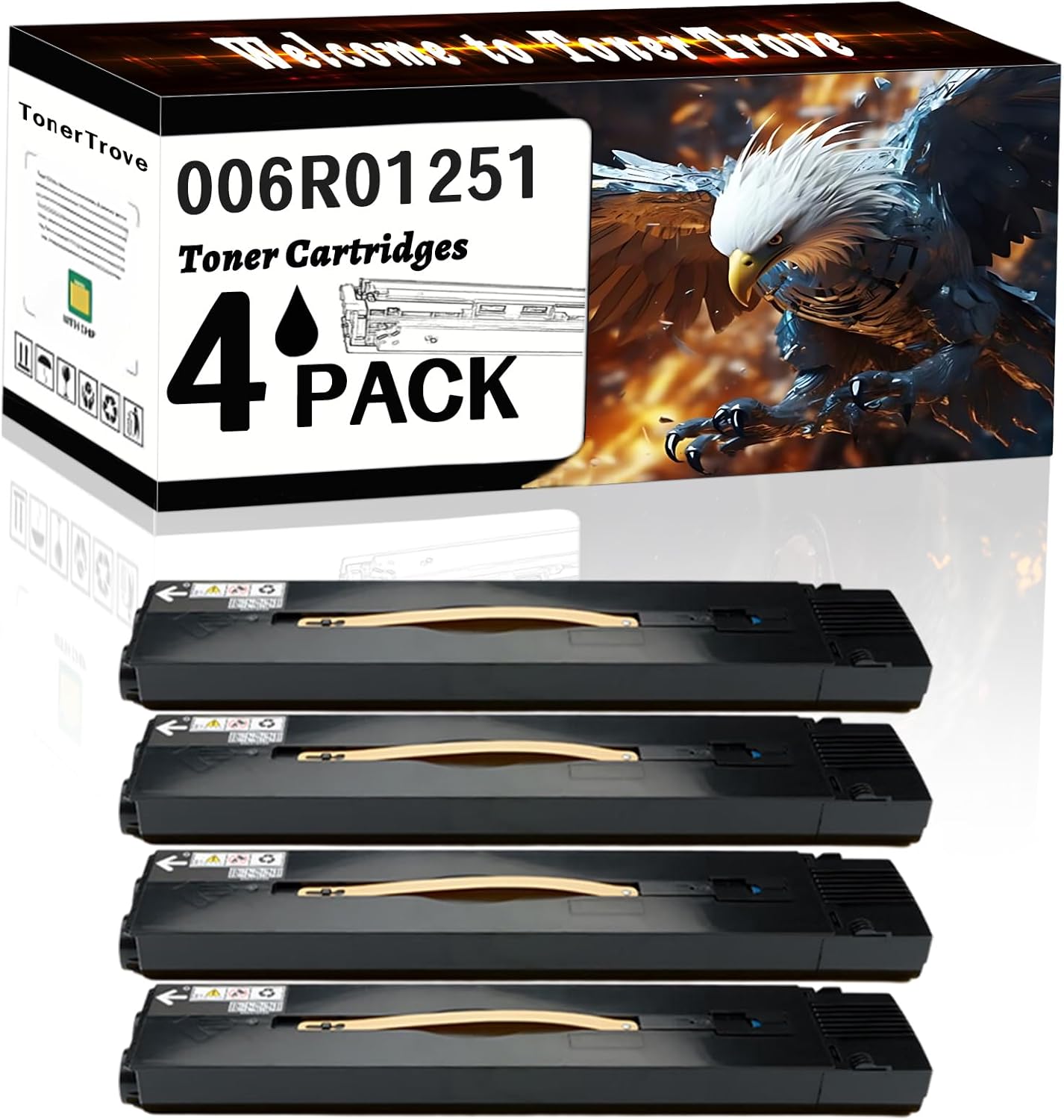 006R01251 Toner Cartridges Compatible for Xerox DocuColor 5000 5000AP Printers, Office Printing is Easy Clear Smooth (4 Pack Black)