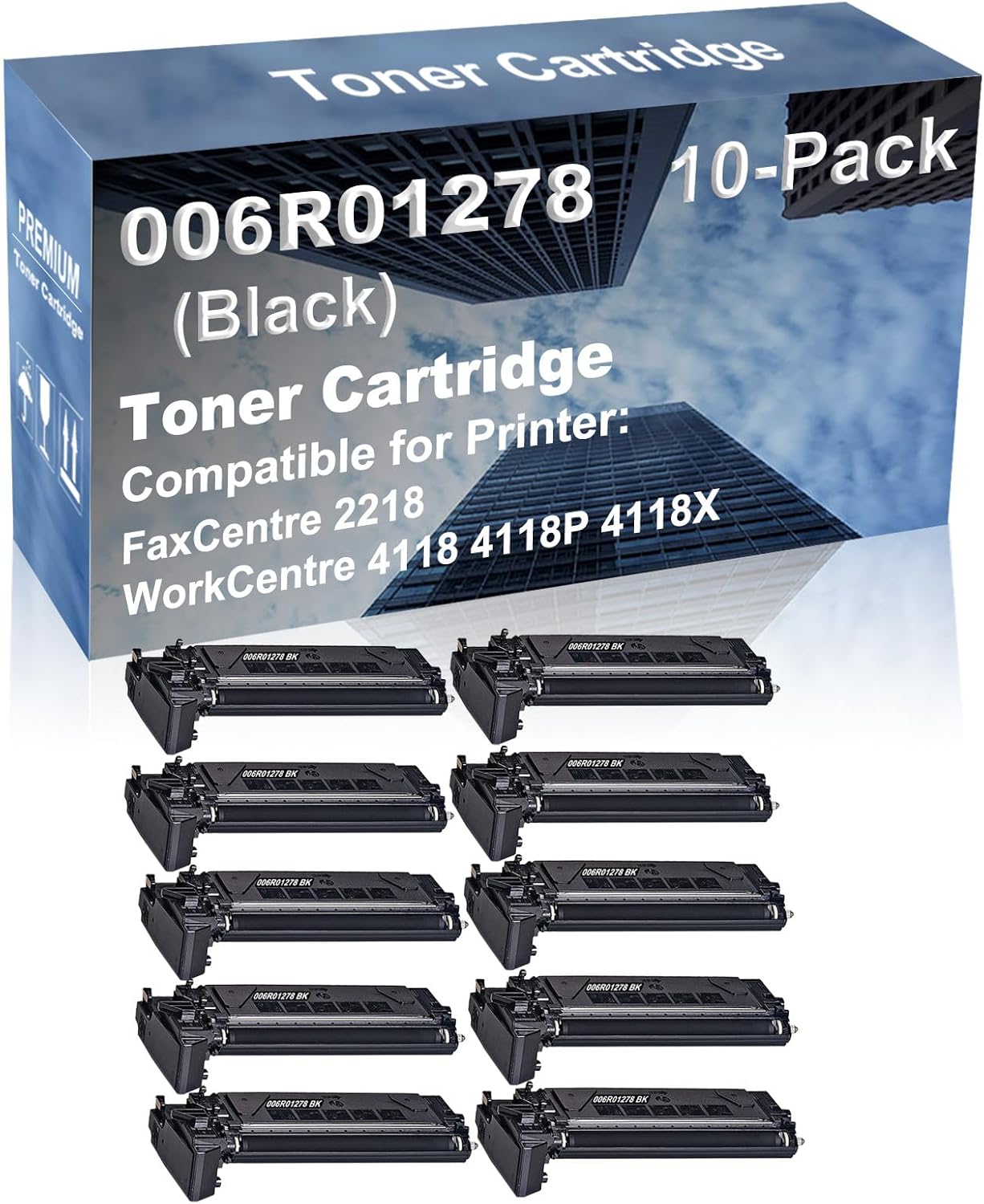 10-Pack Compatible High Yield FaxCentre 2218 WorkCentre 4118 4118P 4118X Printer Cartridge Replacement for 006R01278 Toner Cartridge (Black)